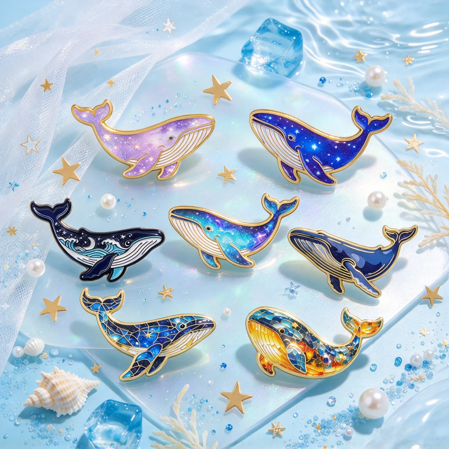 7-teiliges Set bunte Wal-Emaille-Anstecknadeln, Buntglas-Broschen, Anstecknadeln, Abzeichen für Rucksack, Kostümzubehör, Schmuck, Geschenke – Detail 2