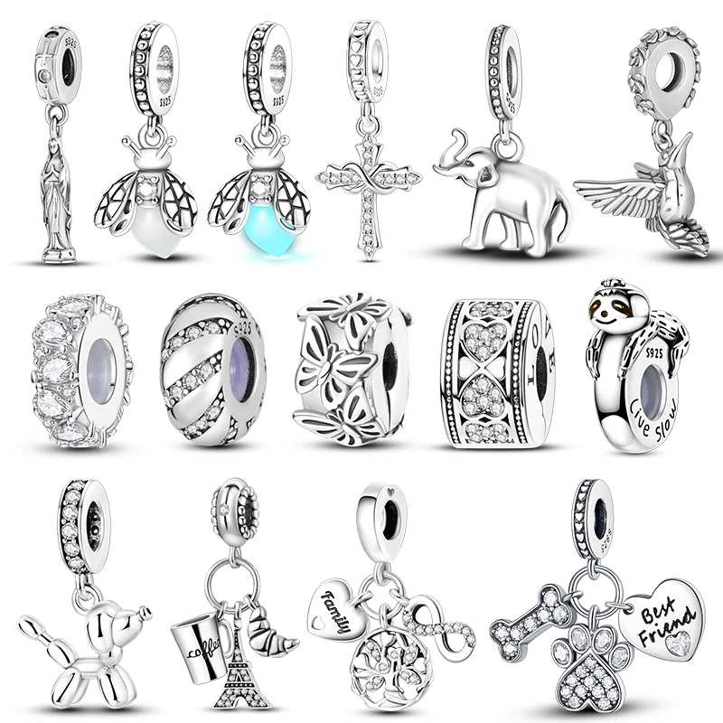 

Лидер продаж, подвески из стерлингового серебра 925 пробы, бусины, светлячок, слон, собака, висячие, подходят для оригинального браслета, сделай сам, для женщин, ювелирные изделия, подарок