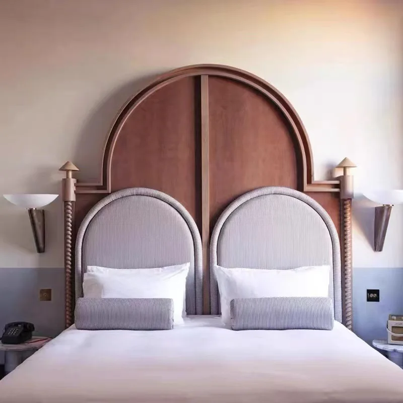 

French retro solid wood bed double bed 1.8 meters American homestay designer high-back high-end rural quiet wind