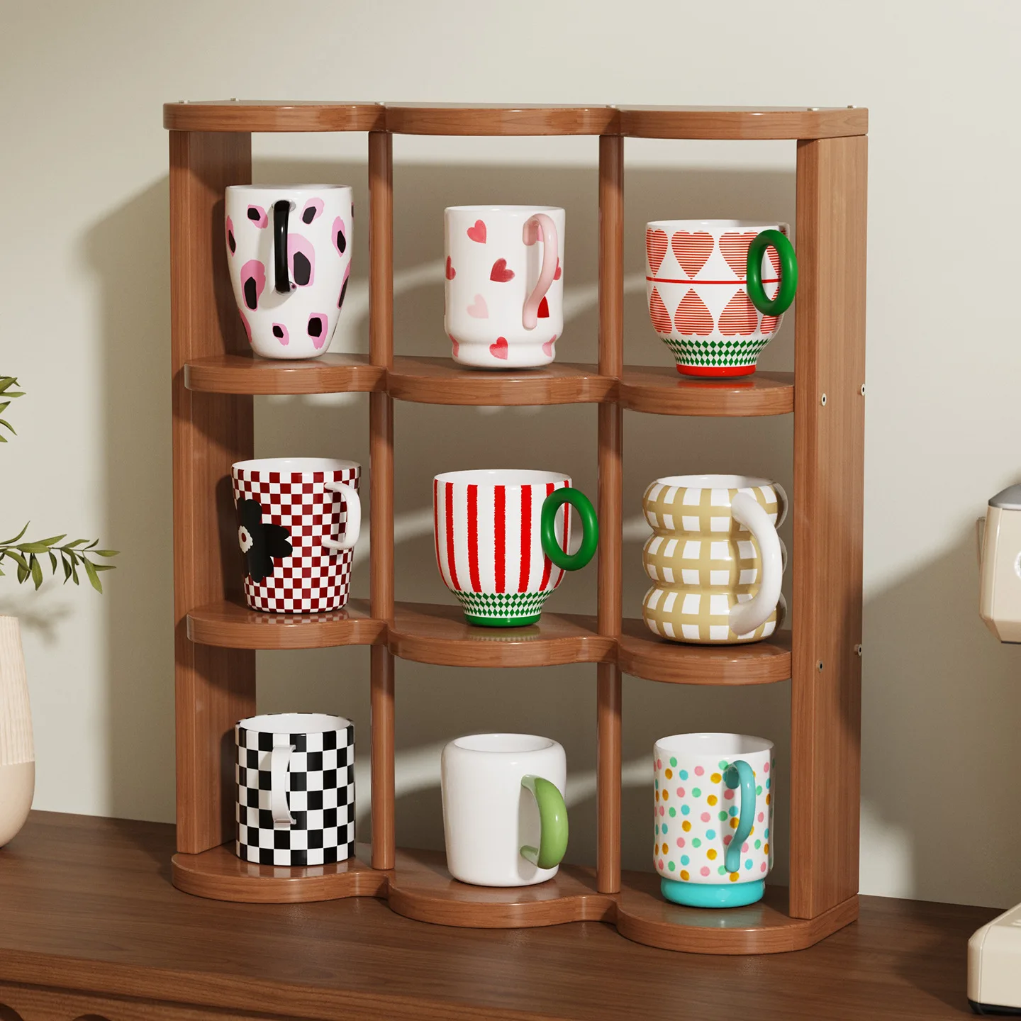 

Table Corner Cup Holder Display Shelf Desktop Storage Rack Tea Set Cup Organizer Kitchen Bathroom Accessories Lion Pride