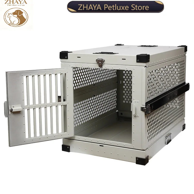 ZHAYA Foldable Airline Approved Heavy Duty Pet Carrier Crate for Car Travel Ventilated Sturdy Dog Cat Cage with Portable Handle