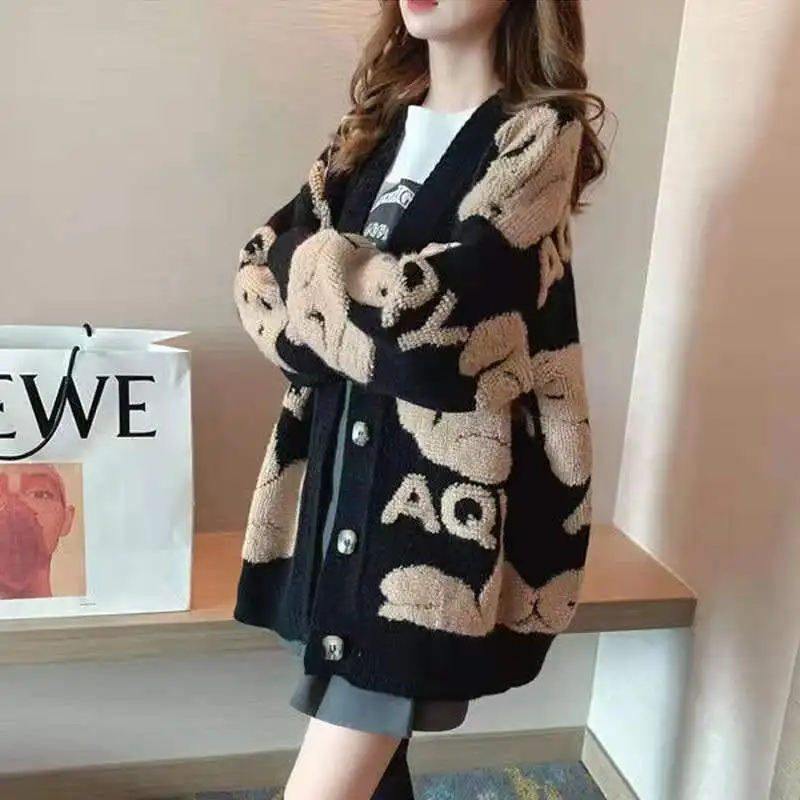 Autumn/Winter Sweater Coat Women\'s 2023 New Korean Version Loose and Lazy Style Reduced Age Knitted Cardigan Trend