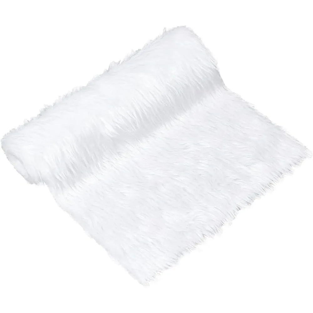 Tapete de fotografia de pelúcia de 39,3x11,8 polegadas, pele branca, cenário de fotografia, tapete decorativo de pelúcia para decoração de casa, colar, pulseira