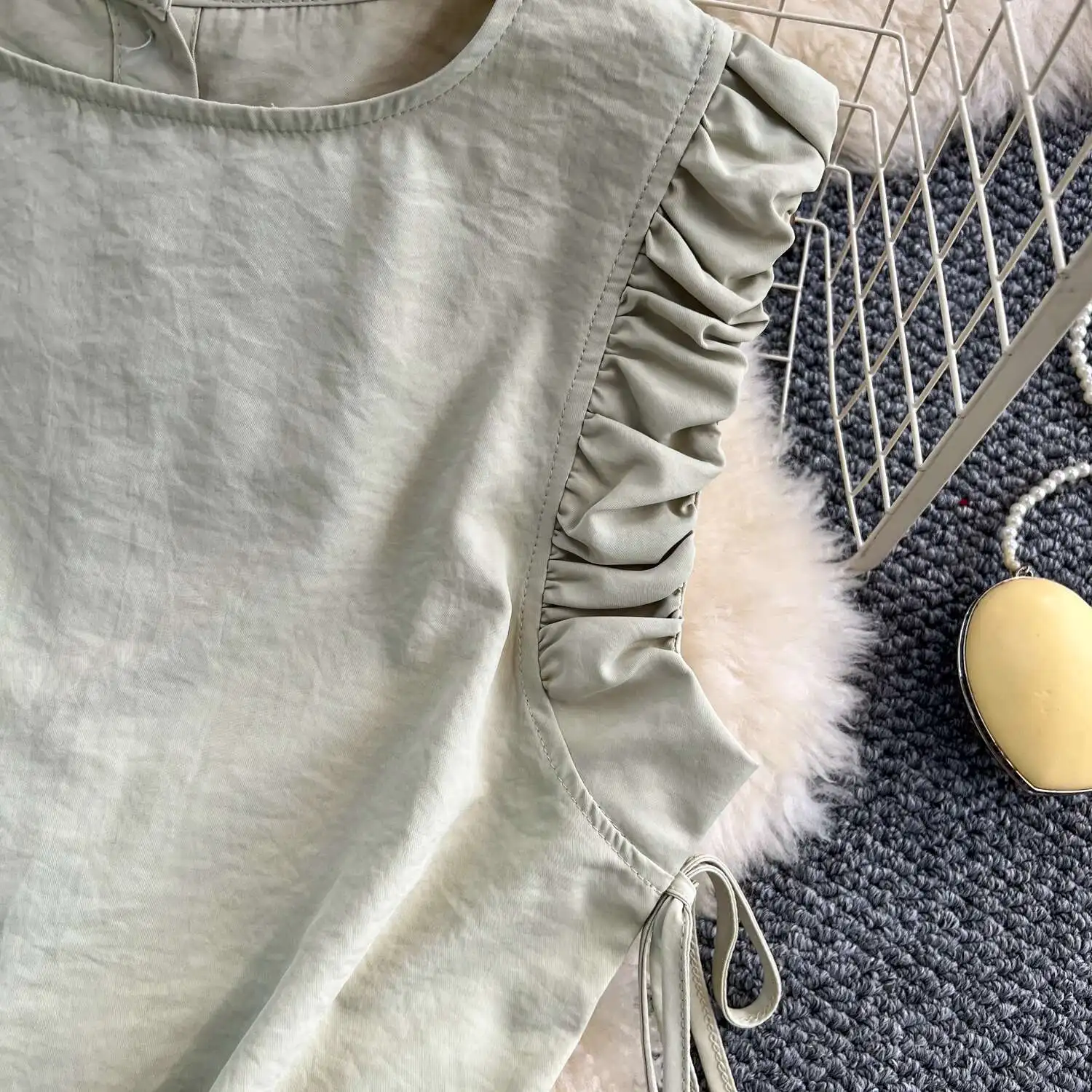 Set Gaun 2 Potong Midi Kasual Manis Elegan Atasan Crop Liburan Pantai Musim Panas Wanita Pakaian Rok Panjang Pinggang Elastis