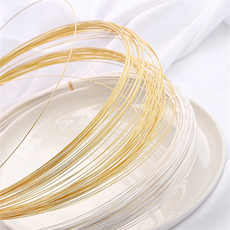 

1m Wholesale 0.4/0.5/0.6/0.7/0.8/1mm Brass Copper Wire 14K Gold/Silver Plated Beading Wire For Jewelry Making DIY Craft Bracelet