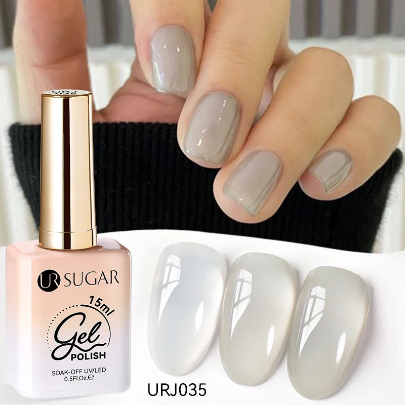 UR SUGAR 15 ml Jelly Nude Gel Nagellack Hellrosa Durchscheinende Farbe Soak Off UV LED Gel Lack Nail Art DIY Mode Maniküre