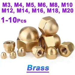 DIN1587 M3 M4 M5 M6 M8 M10 M12 M14 M16 M18 M20 Brass Cap Hex Nuts Decorative Dome Head Cover Semicircle Acorn Nut Blind Nut