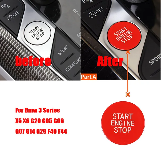 بدء ووقف استبدال زر ، مفتاح الإشعال ، اكسسوارات السيارات الداخلية ، بي ام دبليو 3 سلسلة ، X5 ، X6 ، G20 ، G05 ، G06 ، G07 ، G14 ، G29 ، F40 ، F44