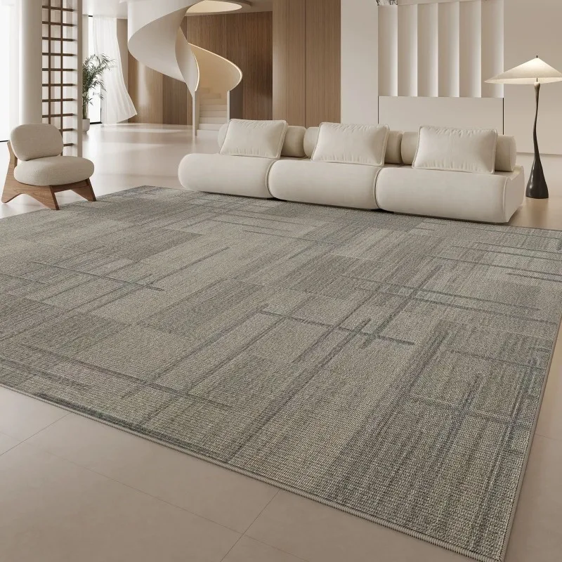 VIKAMA Grey Patchwork Block Area Rug Non Slip Washable Textured Mat Modern Carpet Living Room Interior Home Decor