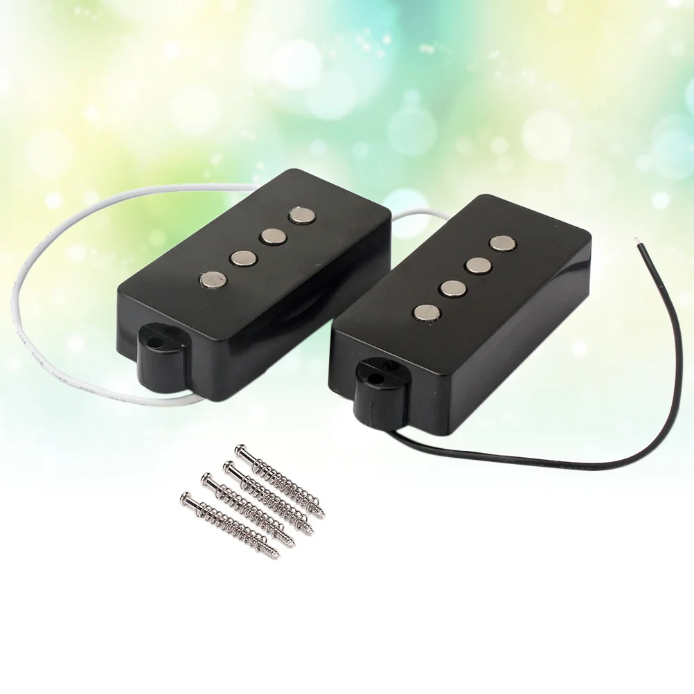 4 String Bass Pickups Set Black Open Style For Pb Electric Bass Guitar Replacement V Medium Output Wax Potted Rich