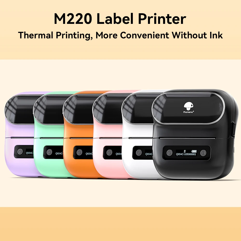 Phomemo M220 Portable Label Printer 20-75mm Wireless Bluetooth Thermal Label Maker Price Tag QR Code Barcode for Supermarkets