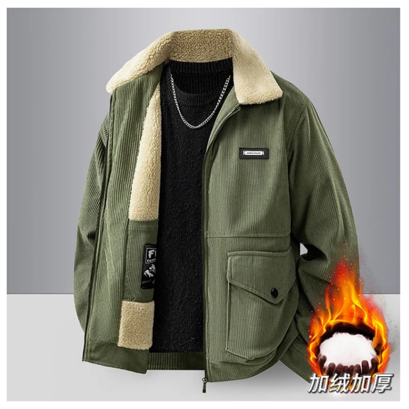 Men's Fleece Lined Thickened Jacket for Autumn Winter Heat-Storing Cold-Proof Comfortable Skin-Friendly Inner Liner 2025 New