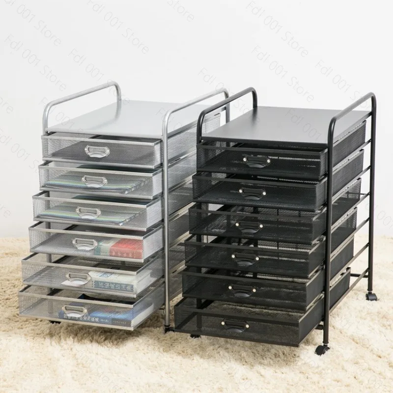 Metal Rolling File Cart with Drawers for A4 Paper Storage