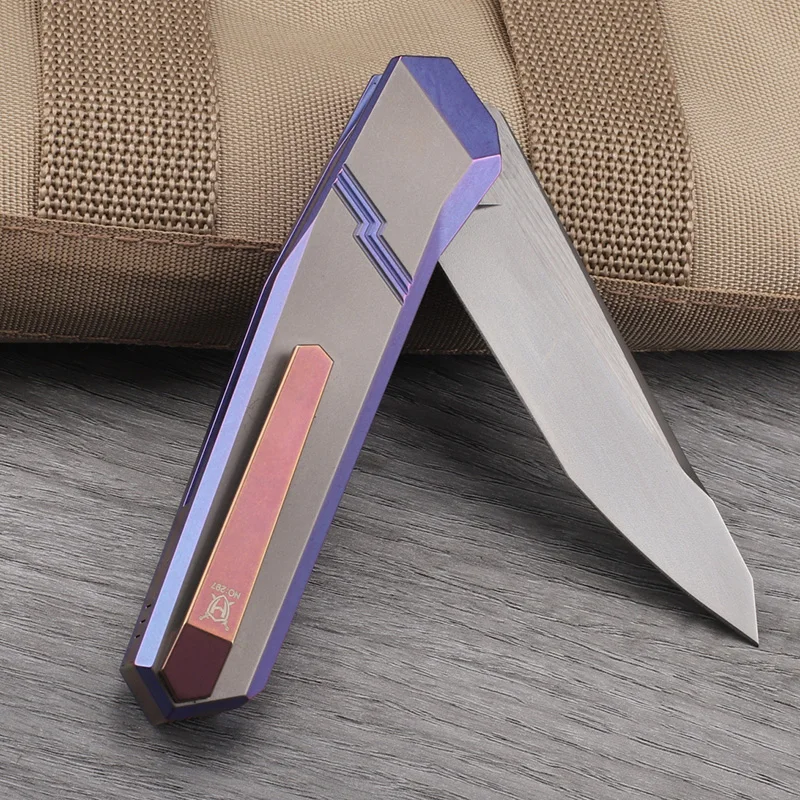 Huajiangfang Folding Knife M390 Steel Sheet Titanium Alloy Handle High Hardness Outdoor Camping Self Defense Exquisite Tool