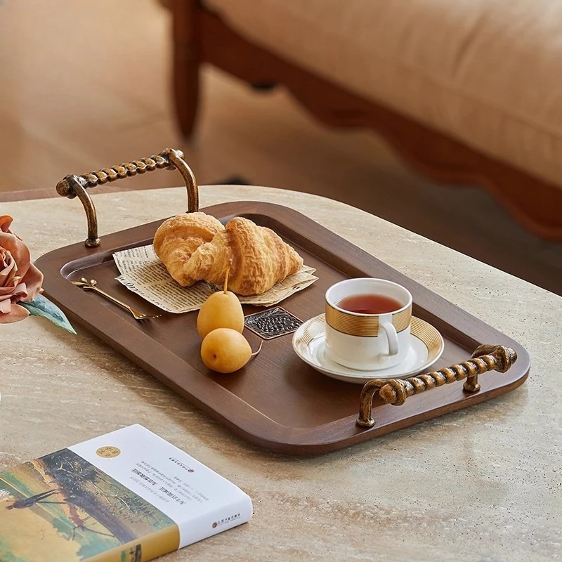 

Tray Solid wood household American, retro serving dishes, cake, bread and fruit plate