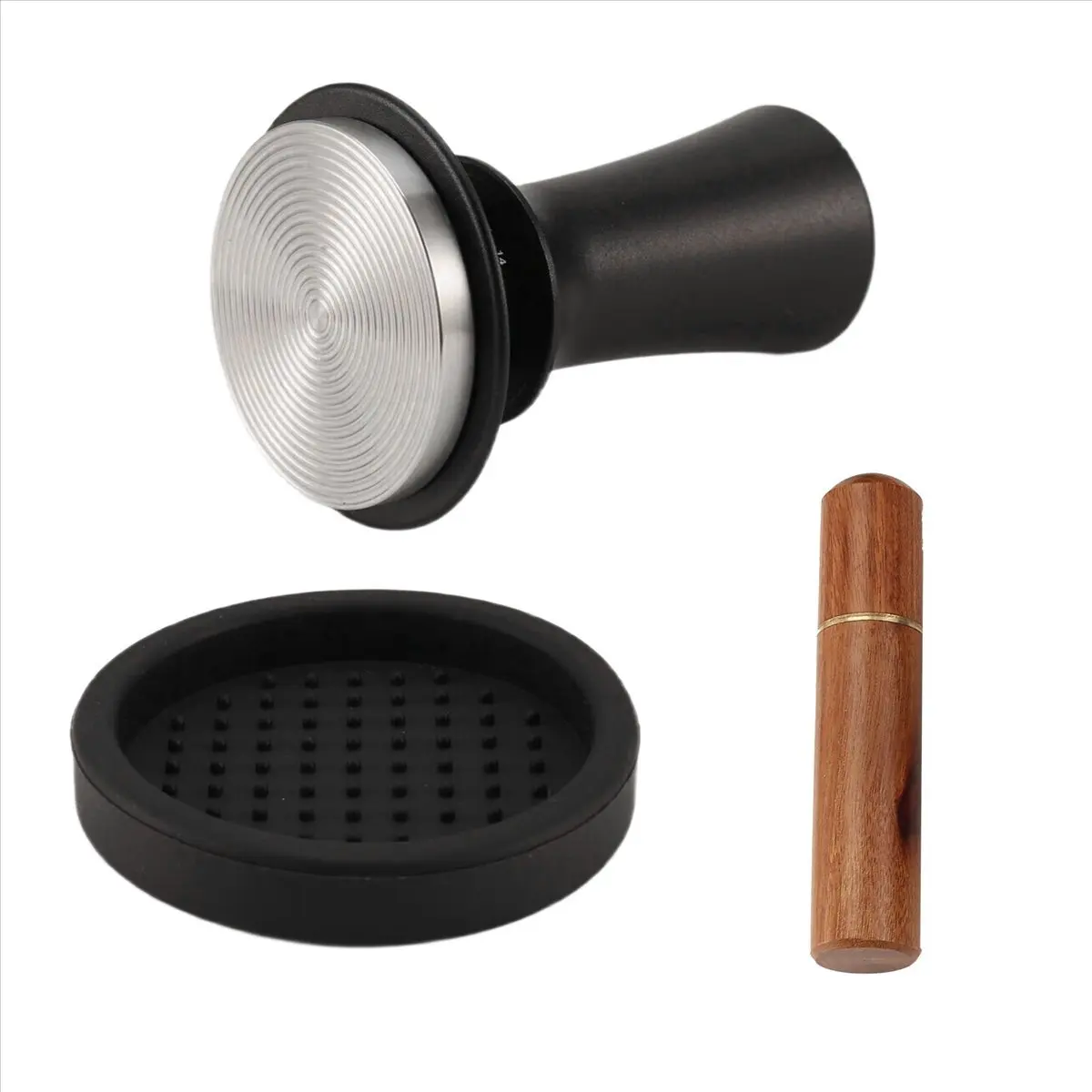 AAAL Coffee Espresso Tamper 51mm with WDT Tool Calibrated Spring Loaded, with Silicone Mat, for Espresso Coffee Machine