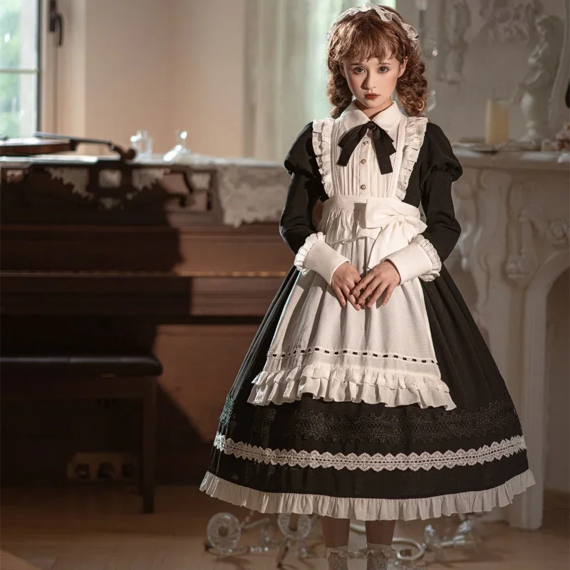 Women Gothic Lolita Dress Party Stage Princess Dress Anime Cosplay Costumes Apron Maid Outfit Lolita Big Bow Kawaii Dresses 2024