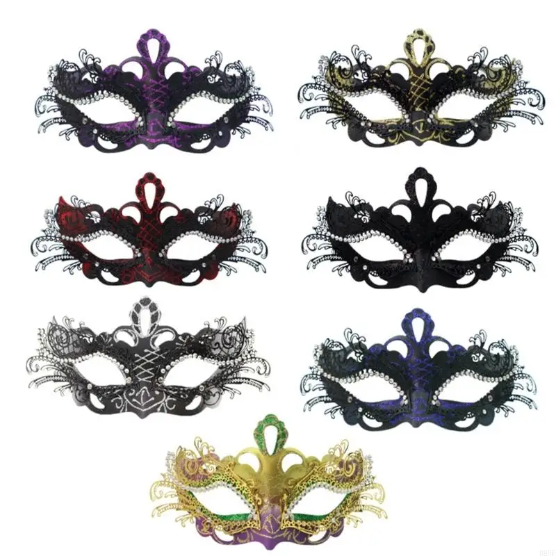 B95F 2Pcs Venetians Masks For Couples Plastic Party Wear Carved Art Design