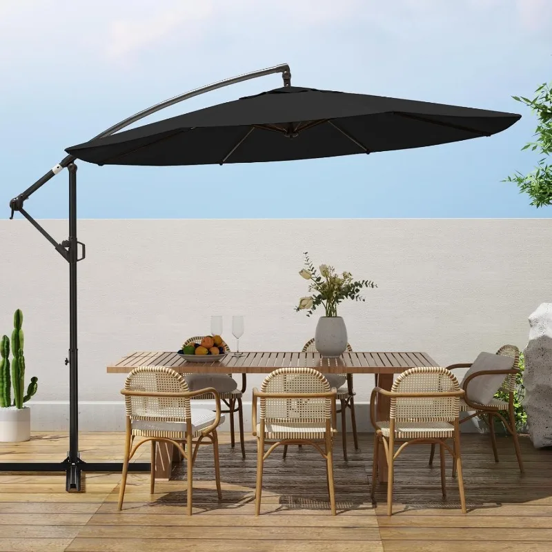 

10ft Patio Umbrellas Offset Outdoor Umbrella Cantilever Hanging Umbrellas w/Infinite Tilt, Fade Resistant Waterproof