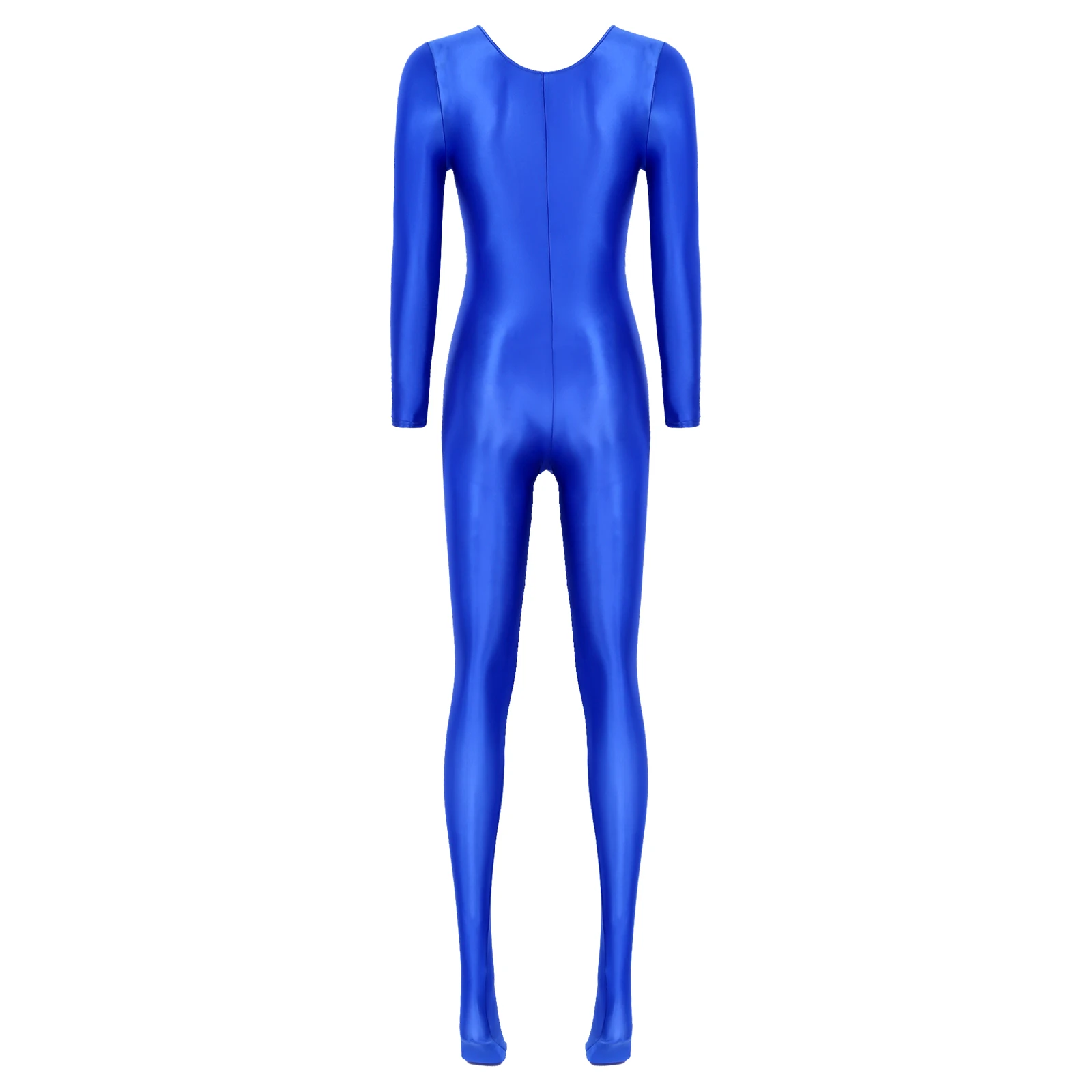 Women Shiny Oil Long Sleeve Full Body Unitard Bodysuit Pantyhose Jumpsuit Bodystocking Yoga Gymnastics Shapewear Catsuit Tights