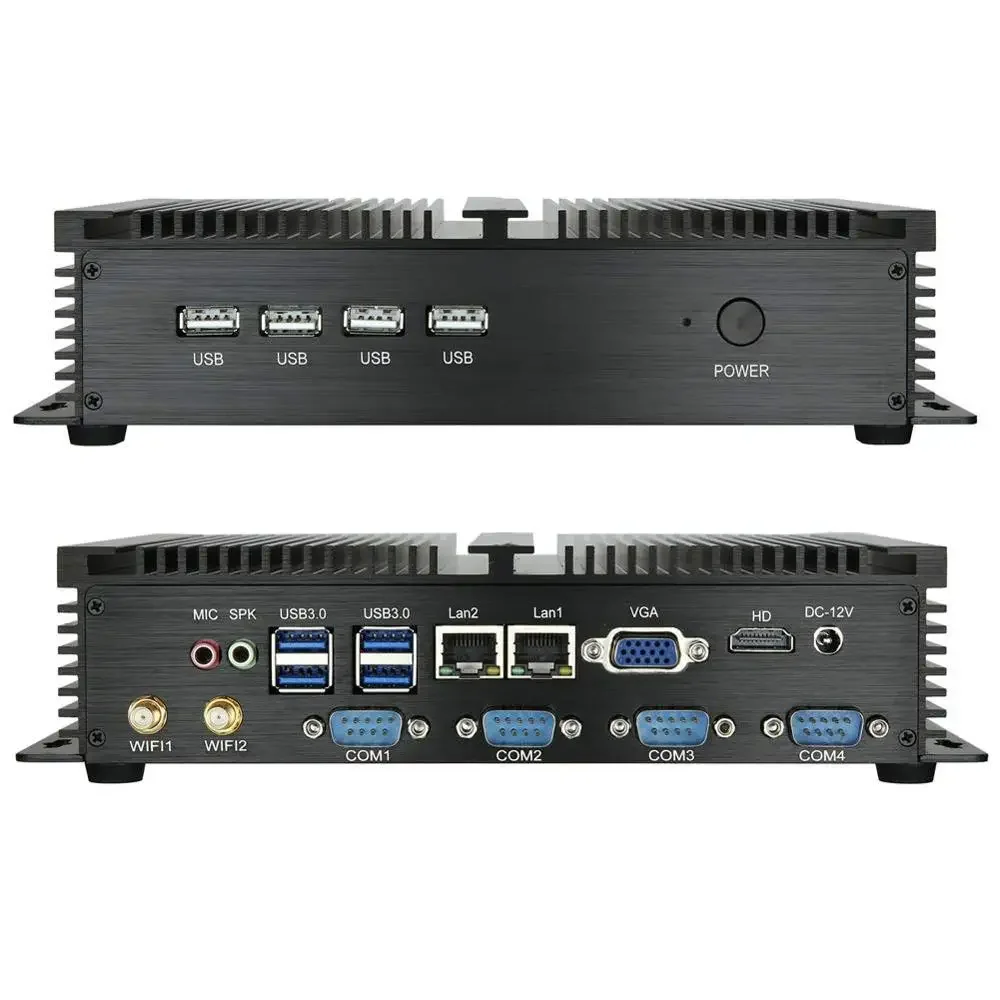 Industrial Fanless Mini PC InteI i5 3317U 1037U Win-dows XP/7/10 2*Lans 4*RS232 Desktop Mini Computer 300M Wifi HDMl+VGA