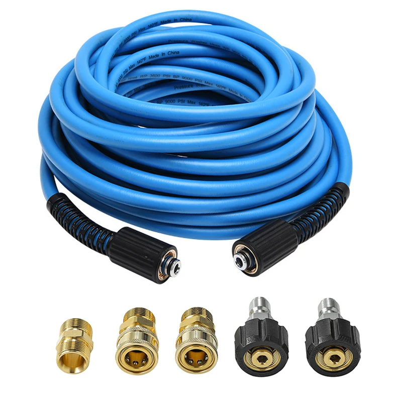 

15M/50Ft High Pressure Washer Hose for Karcher Gun Snow Foam Lance with Washing Nozzle Drain Pipe Cleaning Hose Sewer Jetter Kit