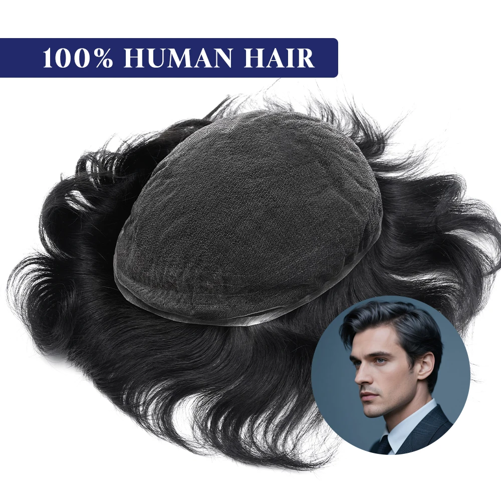 Full Swiss Lace 100%  Human Hair Men Toupee Capillary Prothesis Hair Replacement System Hair Piece For Men