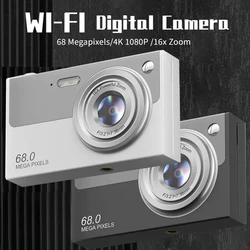 4K Digital Camera Wi-Fi Compact Camcorder 68 MegaPixels 16x Zoom Dual Lens Travel Camera Selfie Cam 1080P Autofocus Photography