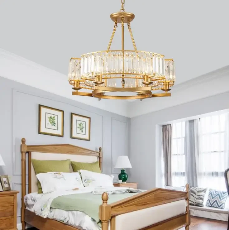 Lámpara de araña larga con personalidad nórdica, modelo de habitación, lámpara de araña americana, candelabro de cristal para sala de estar