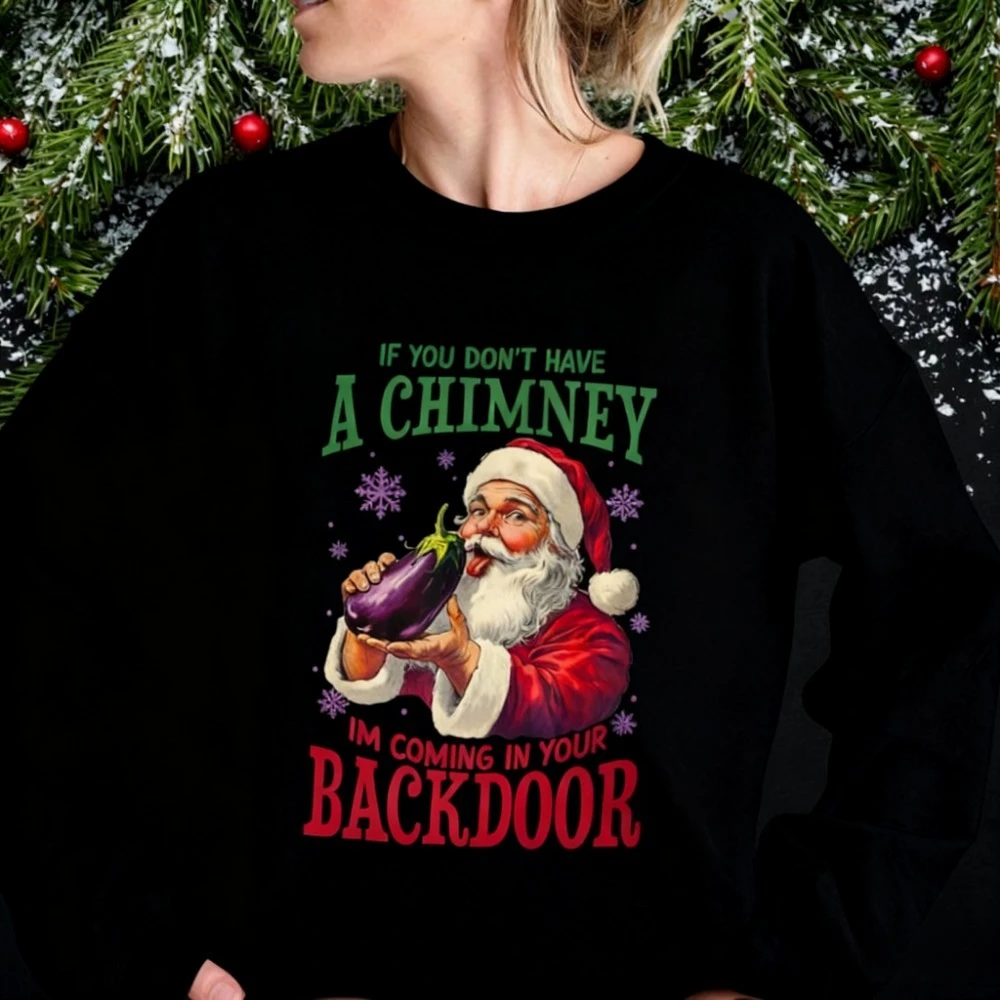 إذا لم تكن لدي مدخنة، سأتي في بابك الخلفي، سترة سانتا المضحكة لعيد الميلاد، بدلة رياضية دافئة بأكتاف منسدلة #2