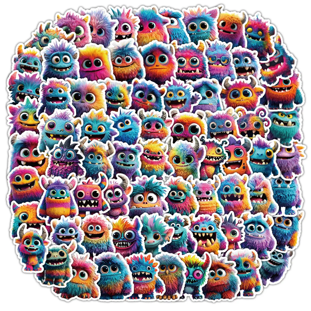 100PCS Super Cute Plush Monster Graffiti Stickers Reward Decorative Stationery Notebook Pen Holder Stickers