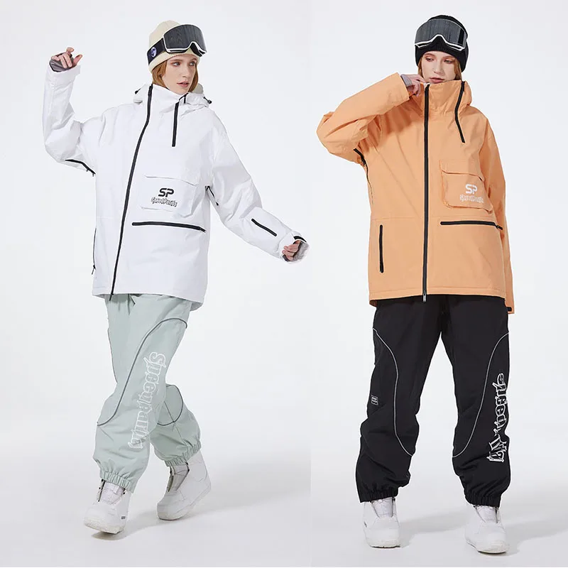 Traje de esquí para hombre y mujer, chaqueta con capucha, pantalones de esquí, traje de snowboard, impermeable, a prueba de viento, deportes al aire