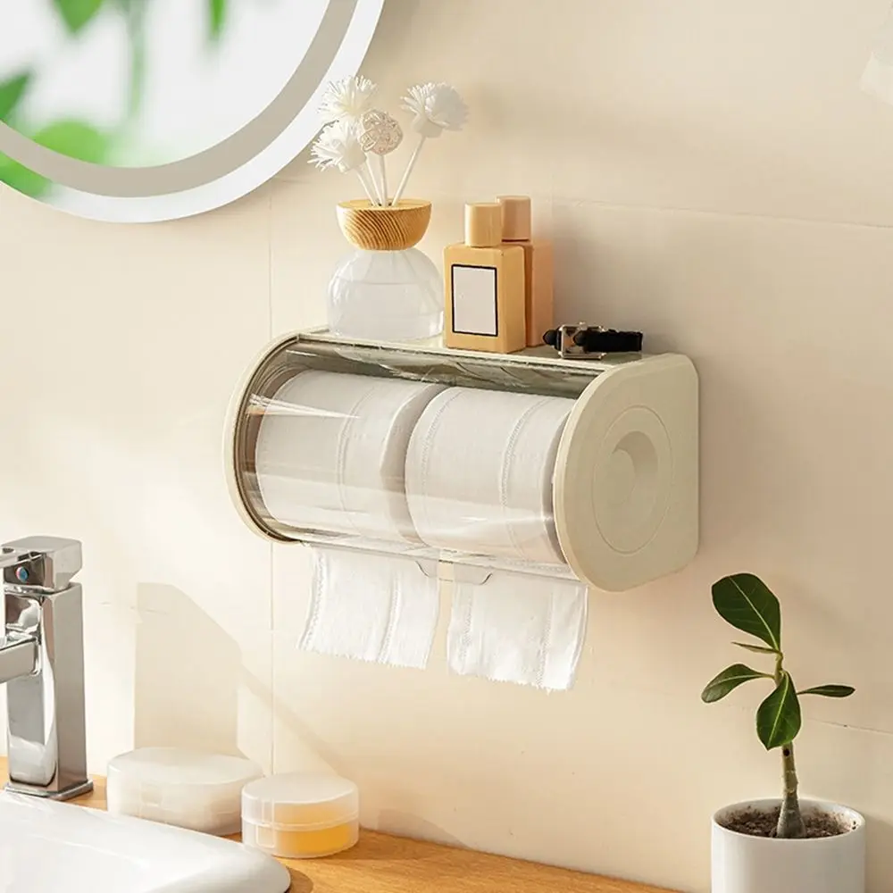 

Clear Wall Mounted Dustproof Tissue Box Plastic Large Capacity Tissue Rack Waterproof with Lid Toilet Roll Paper Box Kitchen