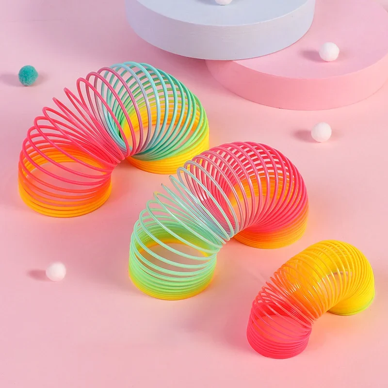 

Magic rainbow circle toy plastic spring Creative puzzle folding circle color elastic Anti stress Spring Coil Toys for children