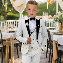 Boys 3-piece suit dress, children's peaked lapel fashionable tuxedo suit (jacket + vest + trousers) wedding party birthday suit