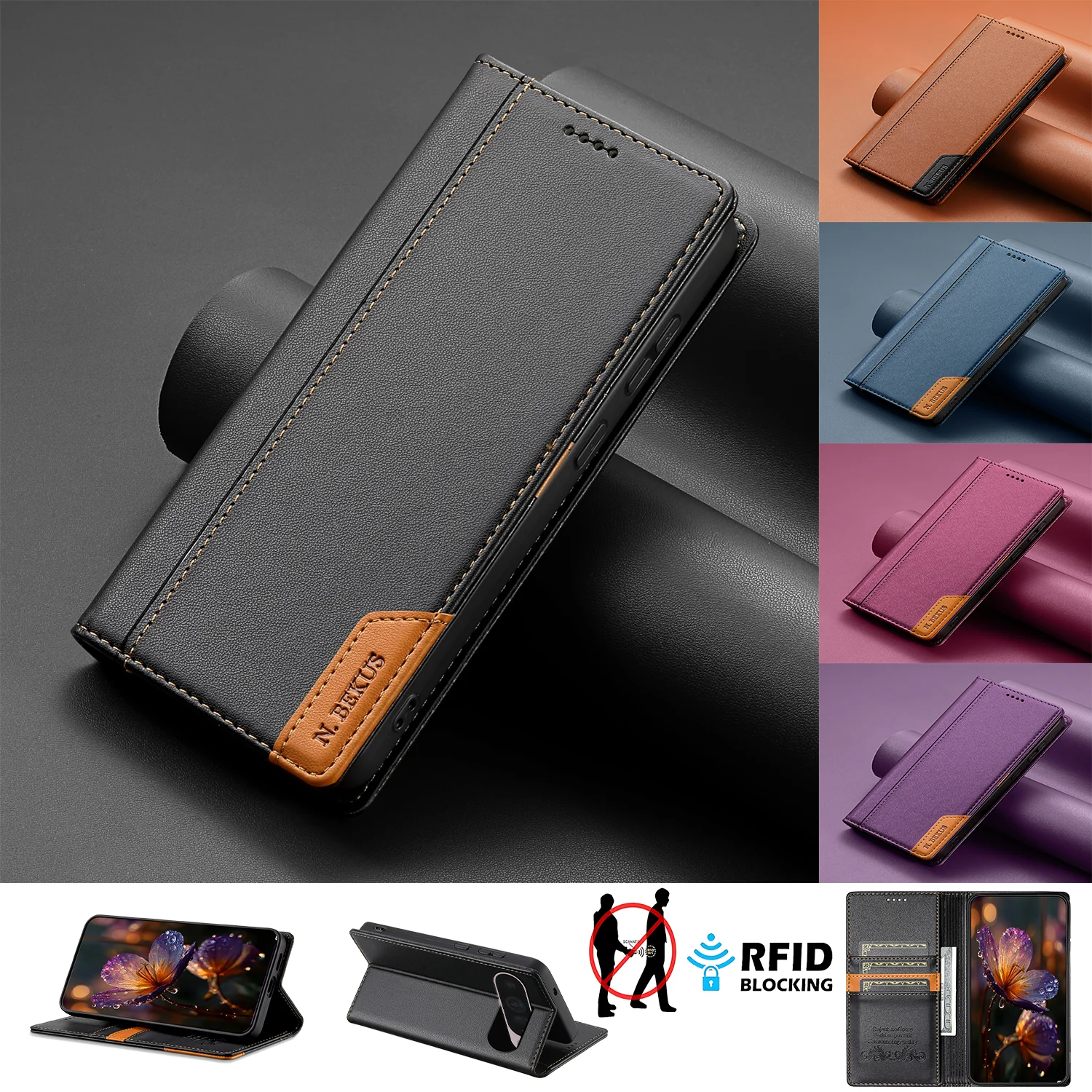 Luxus Flip RFID Ledertasche Für Google Pixel 9 10 ProXL 9A 8A Magnetische Business Brieftasche Karte Slot Abdeckung Für Pixel 8 9 10 Pro