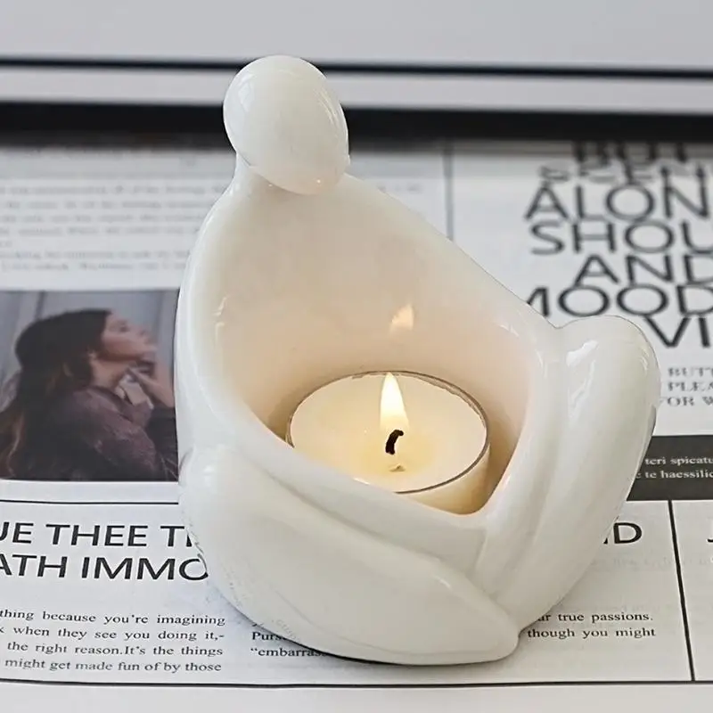 Ceramic Candle Holder Unique Creative Decoration Aromatherapy Ornaments Aesthetic Human Body Design Ornaments Taper Candle Stand