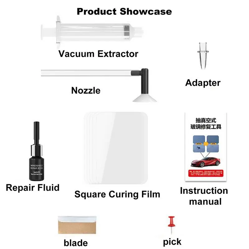 Комплект для ремонта автомобильного стекла Чип для лобового стекла Ремонтный комплект для трещин Gone Комплект для ремонта окон автомобиля Жидкость для ремонта стекла автомобиля на лобовом стекле