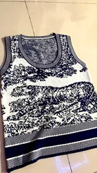 Unique Design Fashion Knitted Suspender Vest Women's New Retro Temperament Sleeveless Comfortable Printed Temperament ElegantTop