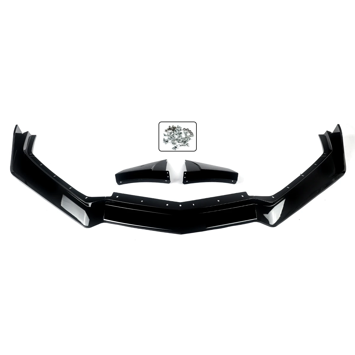 سبويلر فاصل أمامي من Magickit لـ 2020-2023 كورفيت C8 ZR1 نمط شفة ممتصة للصدمات الأمامية STG 3 جناح الشفاه سبويلر 7 قطعة أسود لامع #3