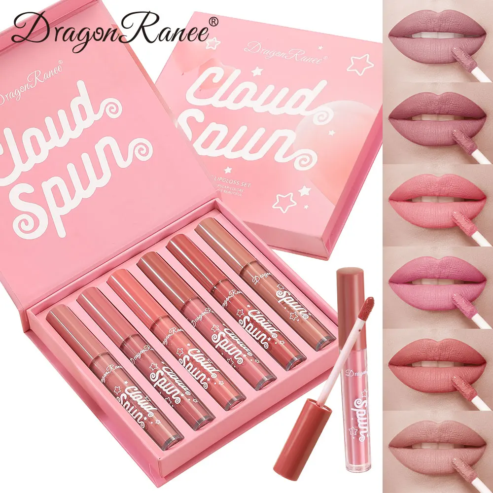 Set de 6 Brillos Labiales Mate, Suaves, Sedosos, de Larga Duración, Antiadherentes, Resistentes a la Decoloración, Iluminadores, que Realzan la Complexión, Set de Labiales Mate