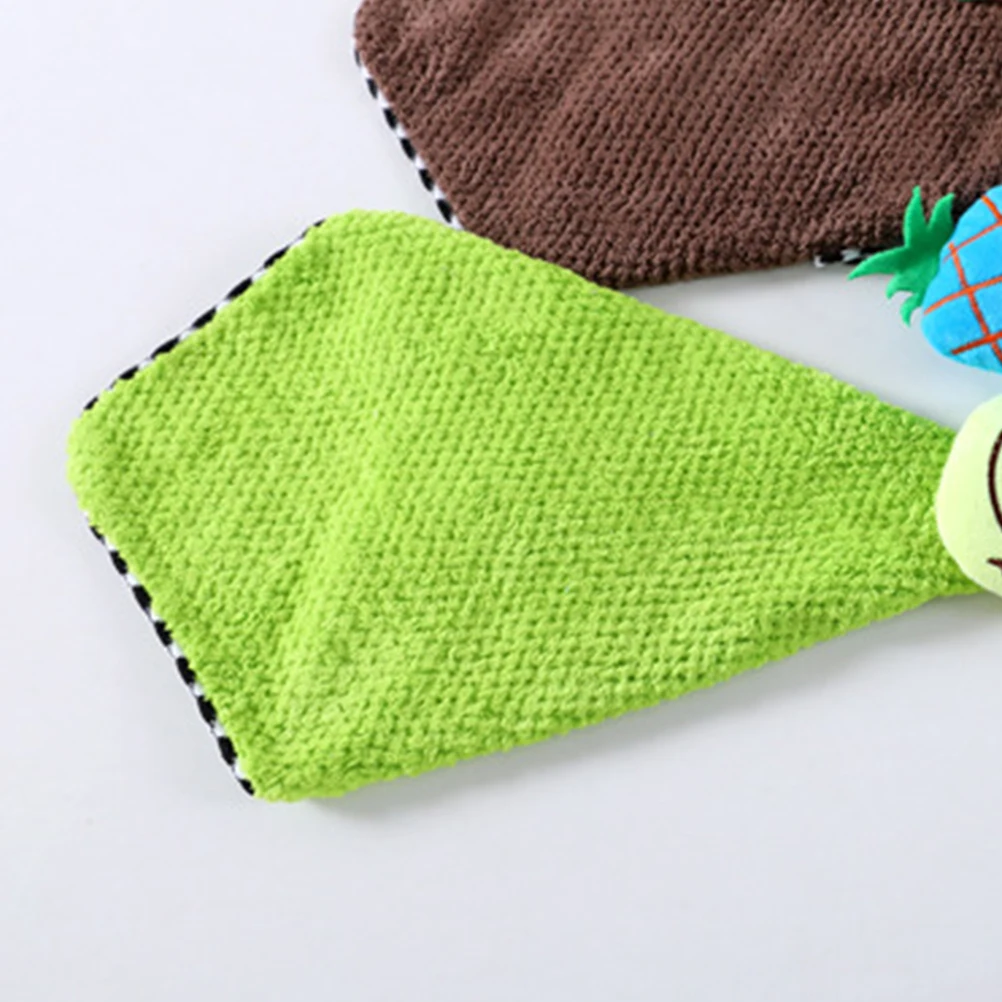 

Coral Fleece Hand Towel Dishcloth Cartoon Hanging Quick-drying Wiping Hands Water Absorbent No Lint Kids Fruit Pattern Practical