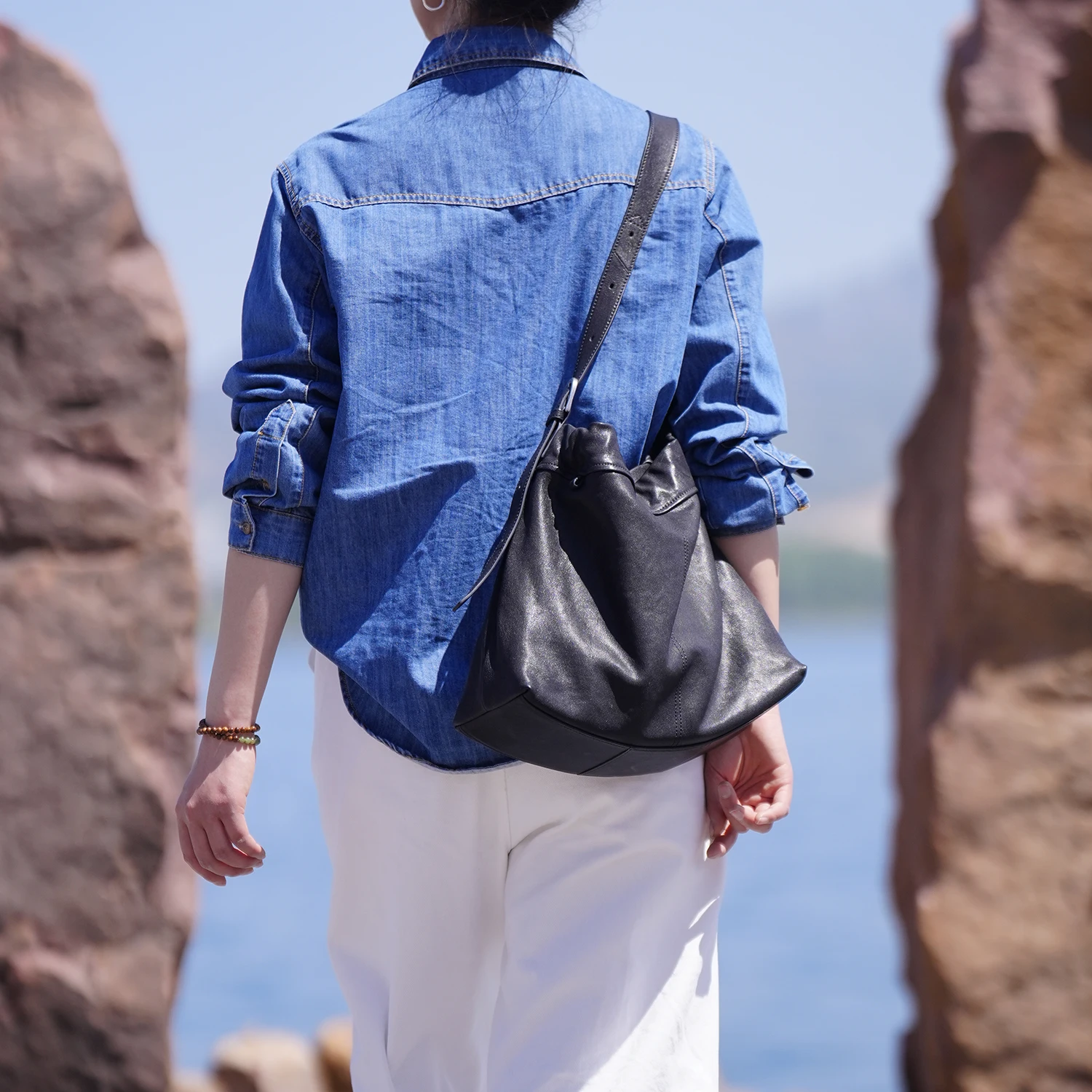 Women's Genuine Leather Tote Bag Large Capacity Shoulder Handbag Vegetable Tanned Cowhide Leather Adjustable Strap Casual Hobo