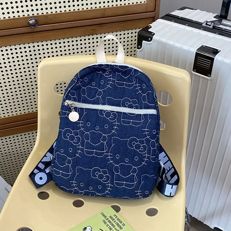 2025 hello kitty mochilas denim bordado casual ombro versátil multi-uso mochila sacos de moda para meninas mulheres