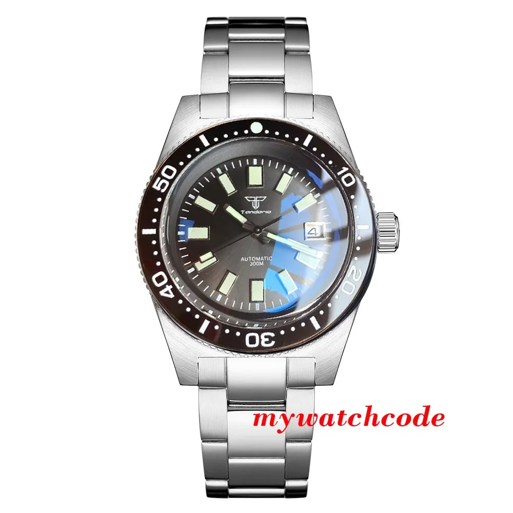 Tandorio 41mm 62MAS esfera azul PT5000 NH35A reloj de buceo automático 300M para hombre AR cúpula cristal de zafiro bisel de cerámica verde Lume