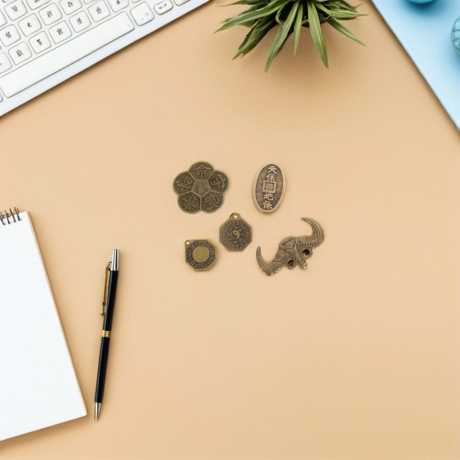 

8Pcs Brass Feng Shui Coins Traditional Chinese Lucky Charms for Attracting Wealth Positive Energy Spiritual Decoration