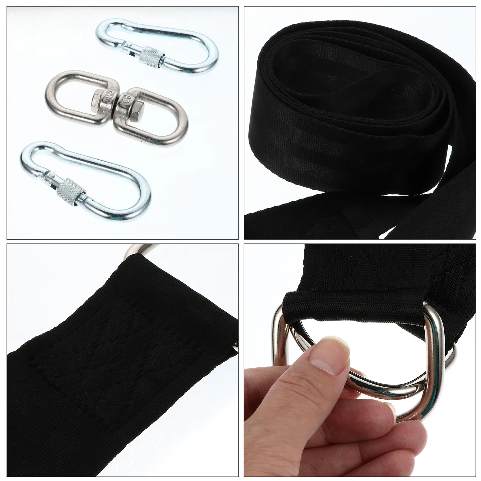 

Swing Rope Hook Carabiner Strap Heavy Duty Extension Straps Hanging Kit Lanyards High Strength Stainless Steel Hanger Outdoor