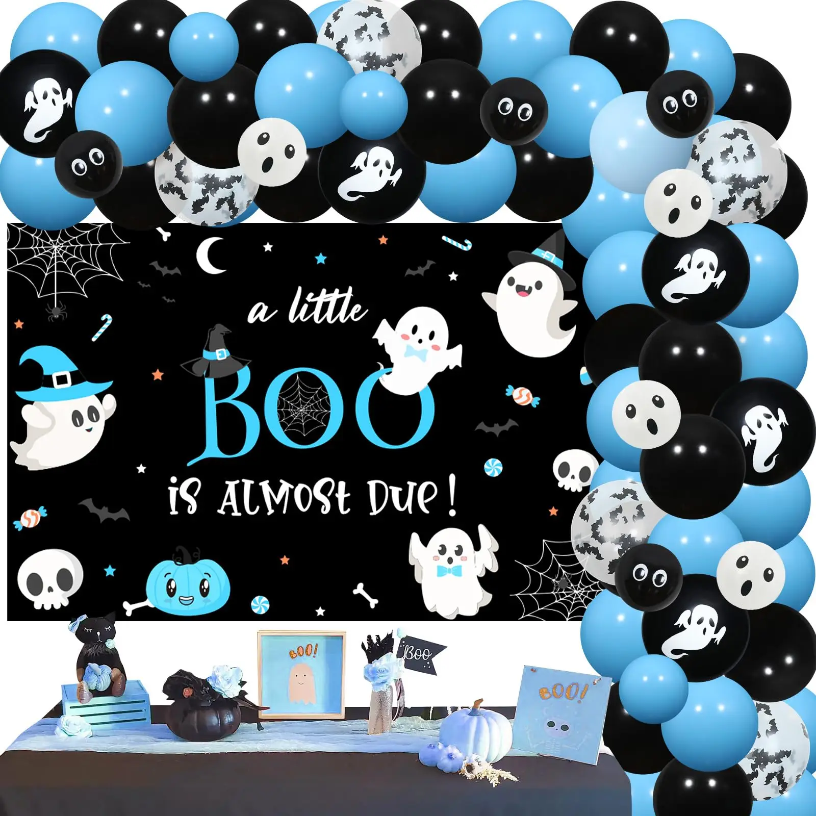 

Черевельный Сюрприз, украшения для детского душа на Хэллоуин для мальчика, маленький бу, почти Due, воздушный шар, гирлянда, арочный комплект с