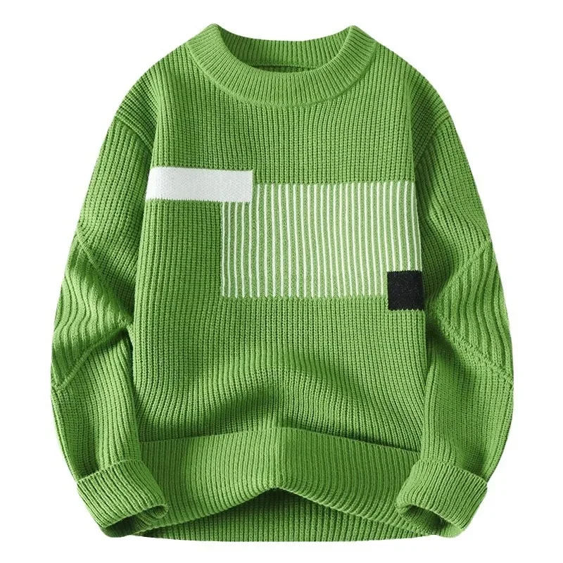 

Men Pullovers O Neck Long Sleeve Flat Knitted Sweater Jumpers Striped High Street Sweaters Loose Winter 2024 Slight Strech