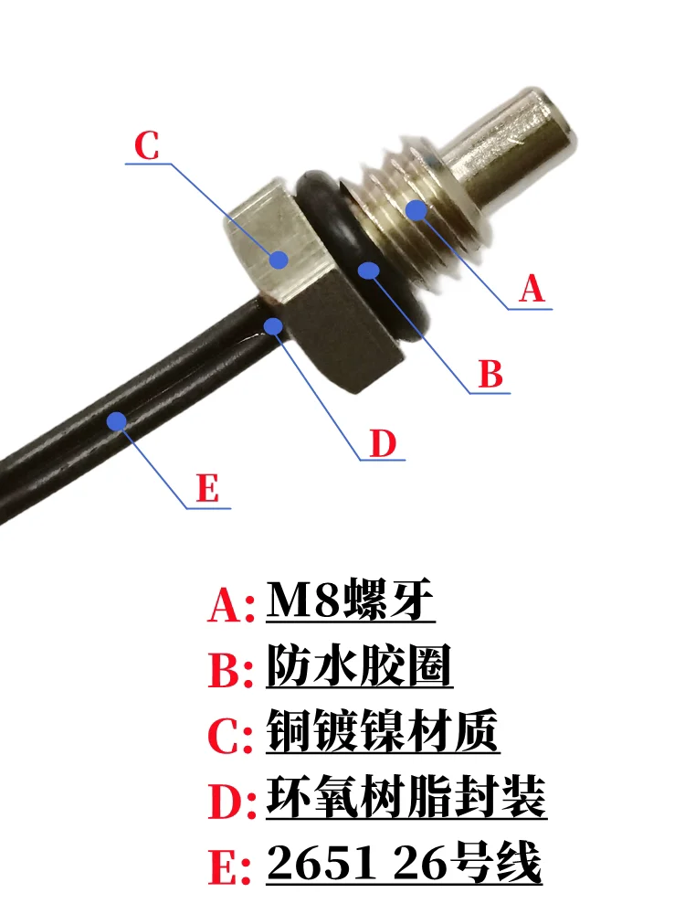M8 Thread Waterproof Temperature Probe B Value 3950 10K 50K 100K Accuracy 1% 1 Meter NTC Sensor